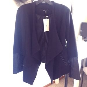 Black blazer with leather details